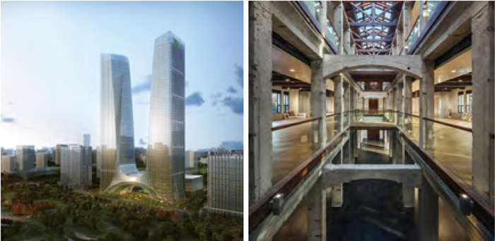 规模逾45万平方米的郑州二七新塔超高层项目和面积不到4500平方米的同济大学博物馆改造项目